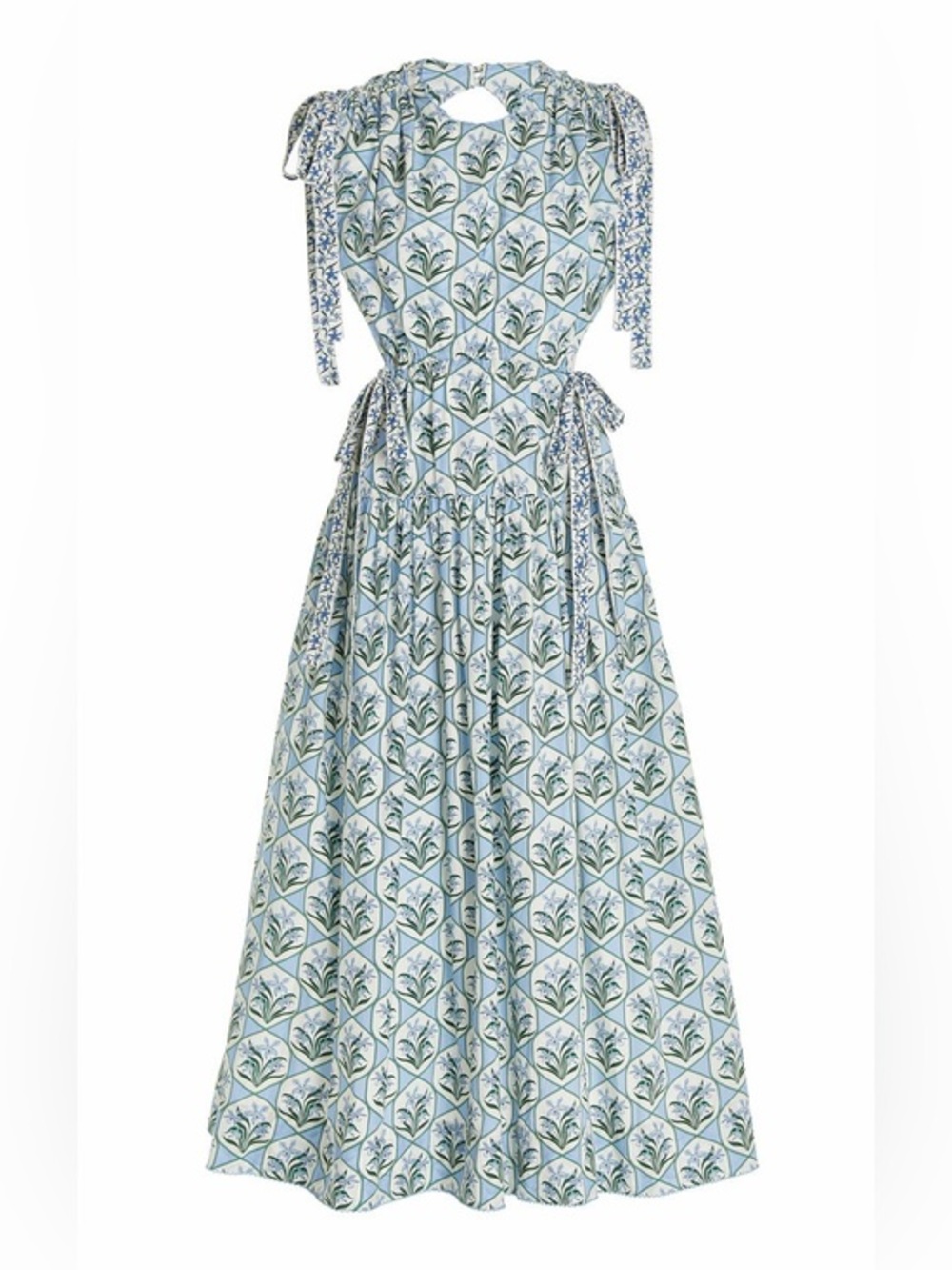 AGUA BY AGUA BENDITA Guaguanco Midi Dress in Blue Cotton Poplin size medium